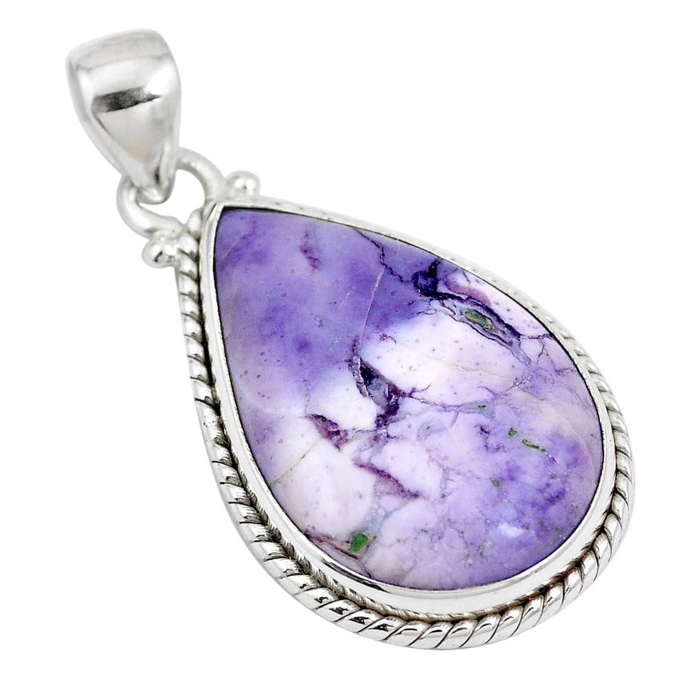 Natural purple tiffany stone 925 sterling silver pendant jewelry m73035