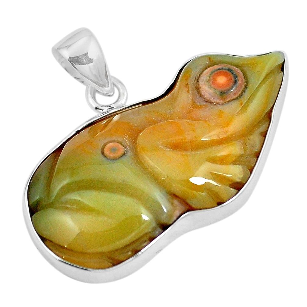 Natural ocean sea jasper (madagascar) 925 silver frog pendant m73207