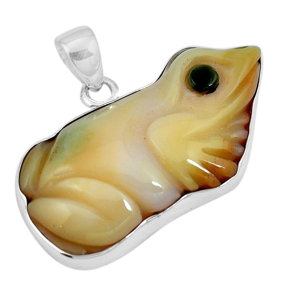 Natural ocean sea jasper (madagascar) 925 silver frog pendant m73211