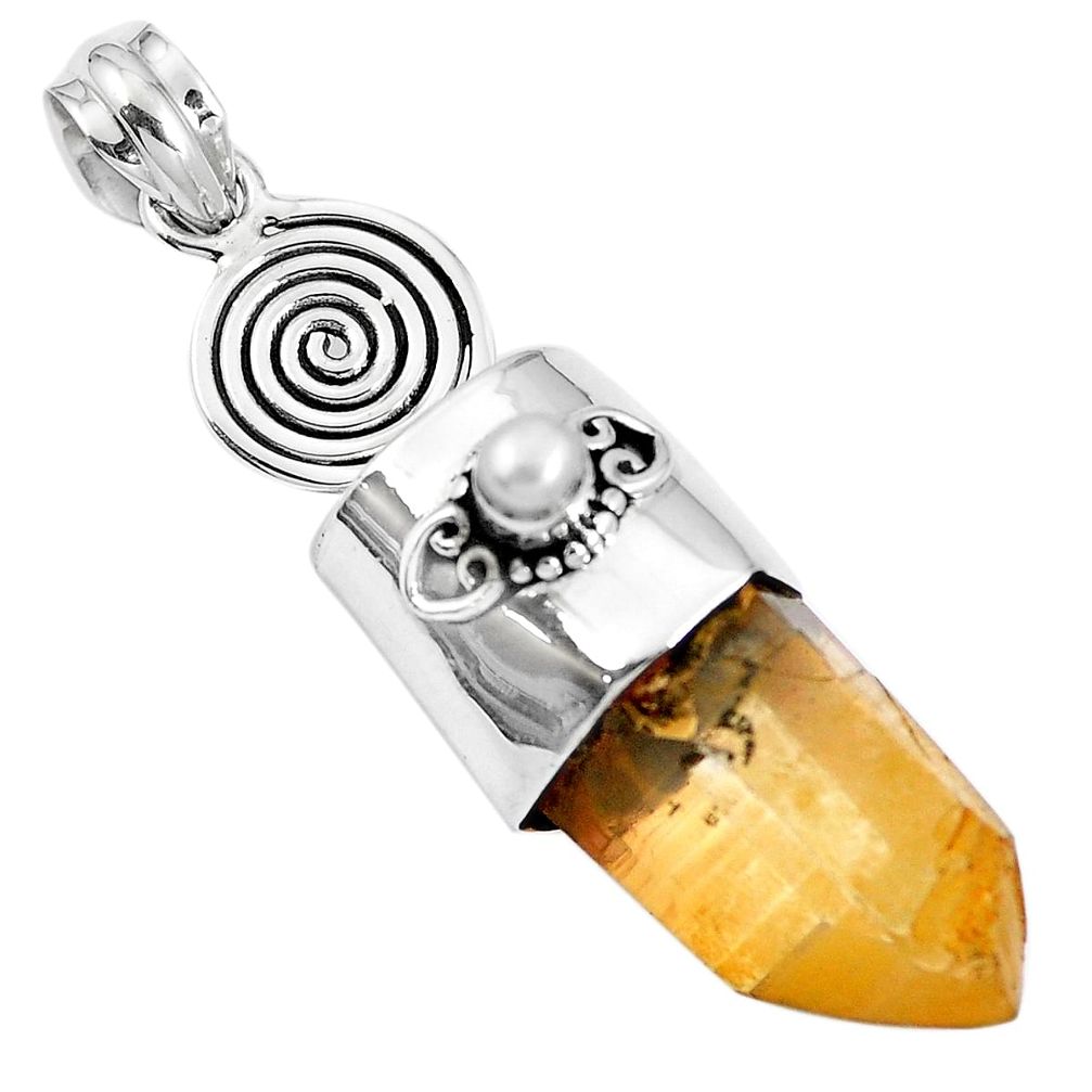 925 silver natural tangerine lemurian quartz pearl pendant jewelry m73564