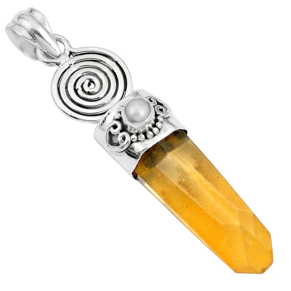 925 silver natural tangerine lemurian quartz pearl pendant jewelry m73572