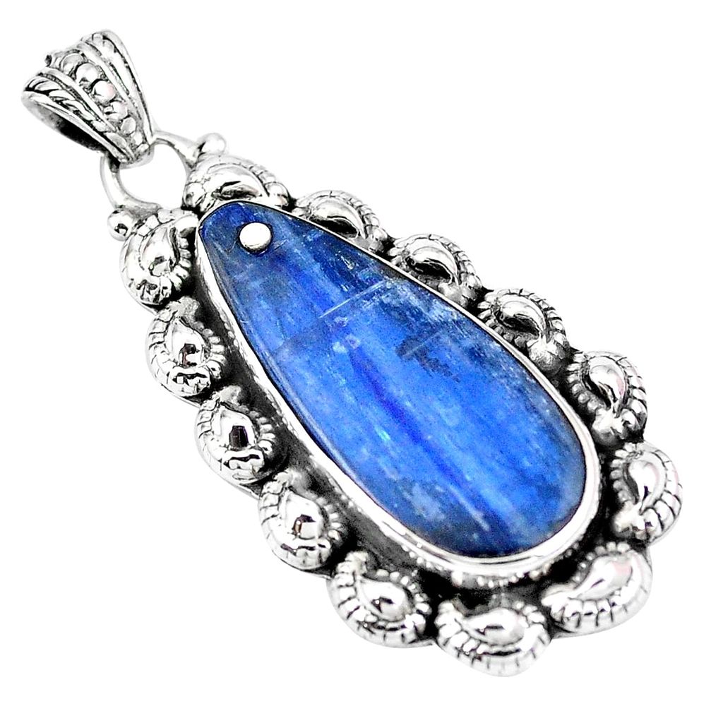 Natural blue kyanite 925 sterling silver pendant jewelry m73656