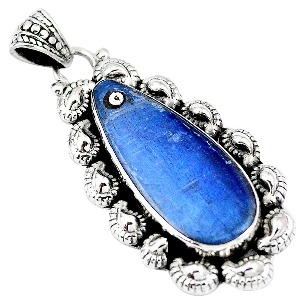 Natural blue kyanite 925 sterling silver pendant jewelry m73658