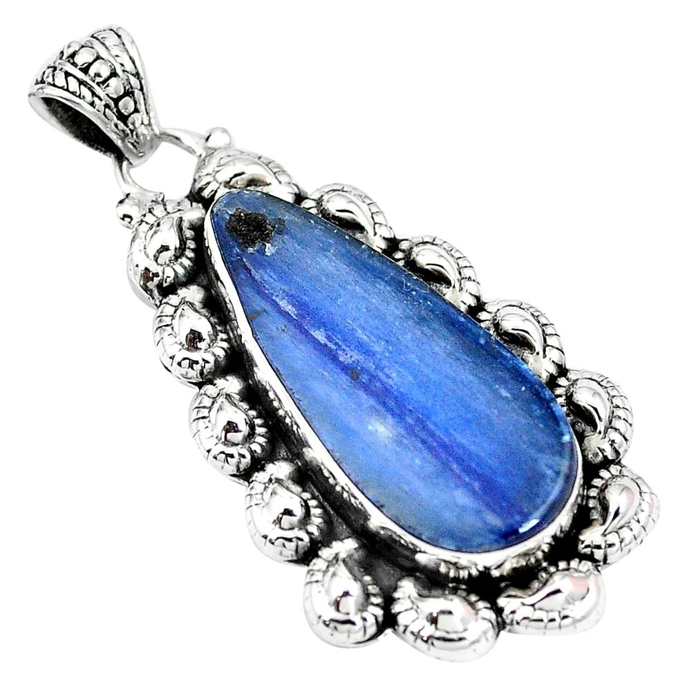 Natural blue kyanite pear 925 sterling silver pendant jewelry m73660