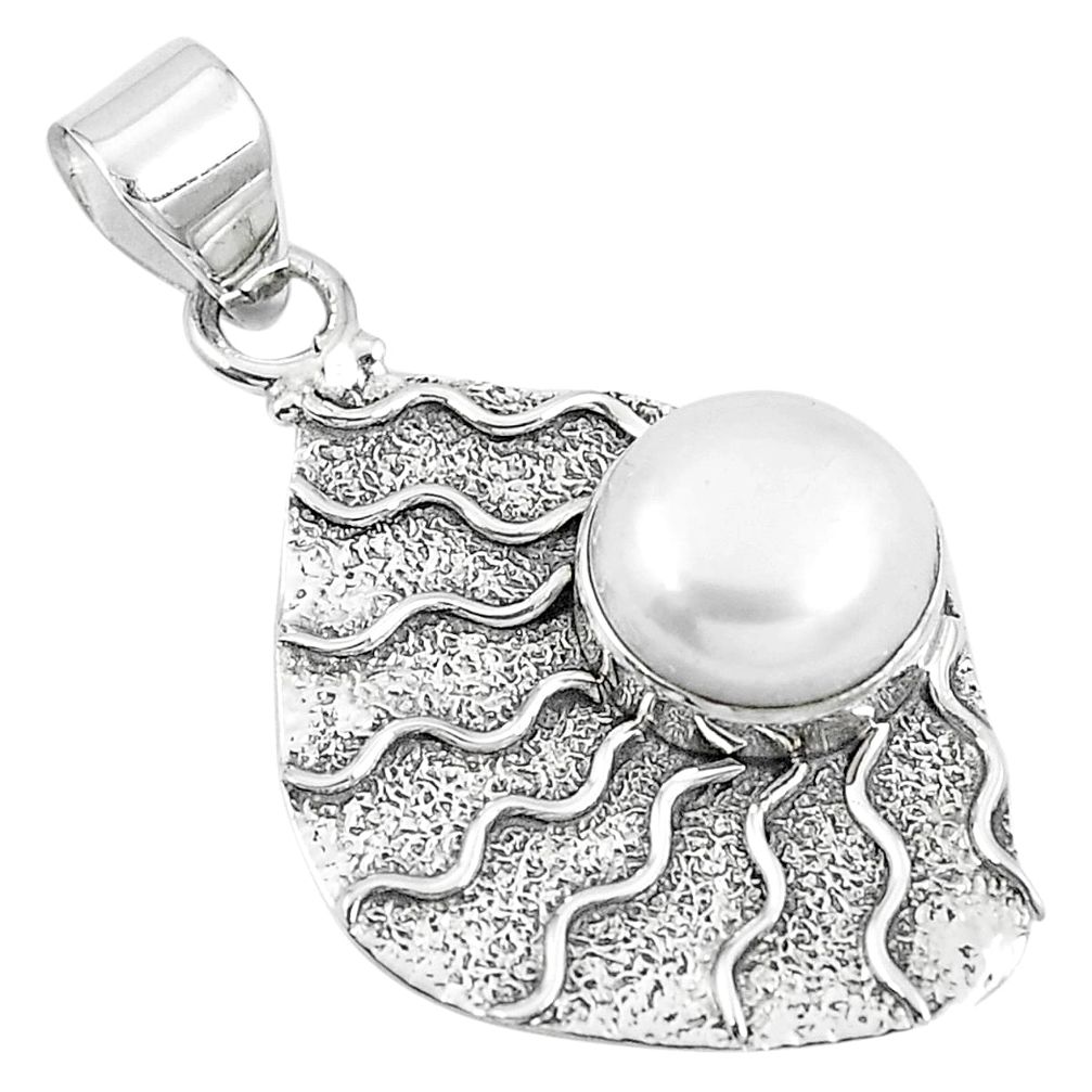 Natural white pearl 925 sterling silver pendant jewelry m73761