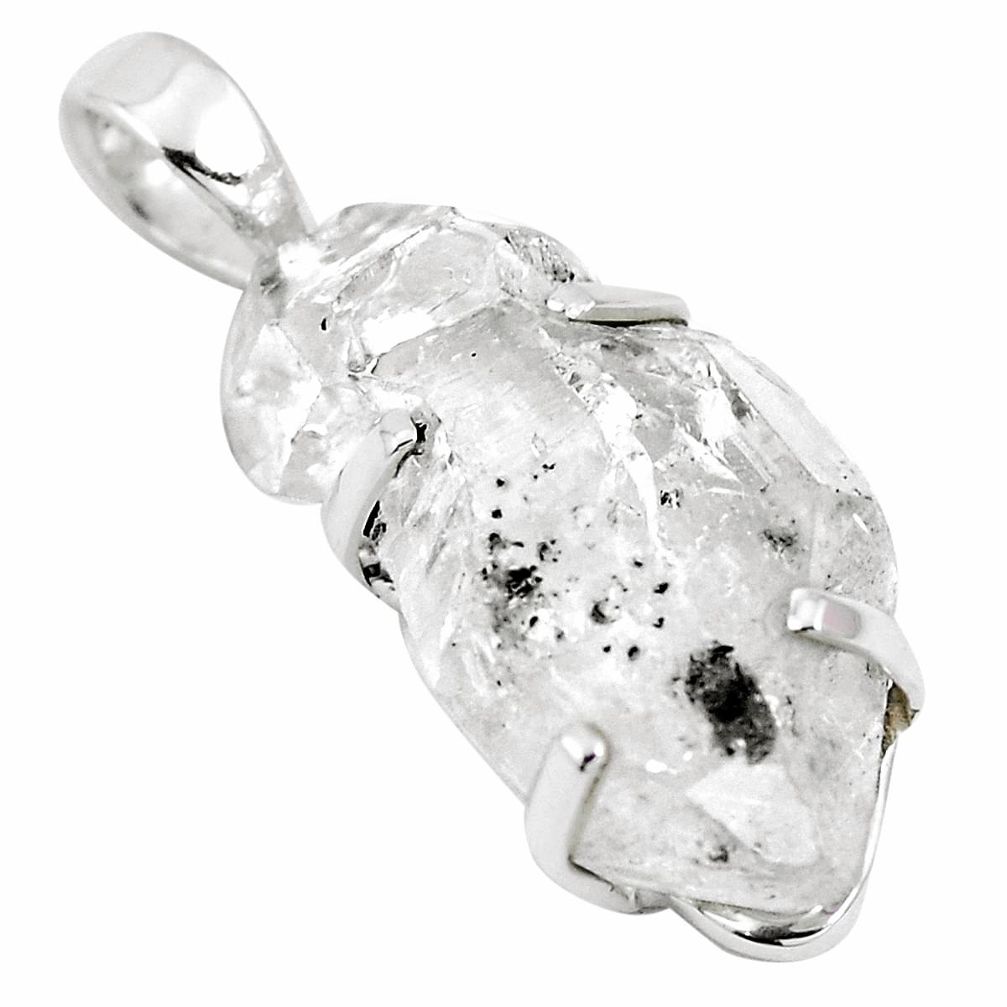 16.49cts natural white herkimer diamond 925 sterling silver pendant m74070