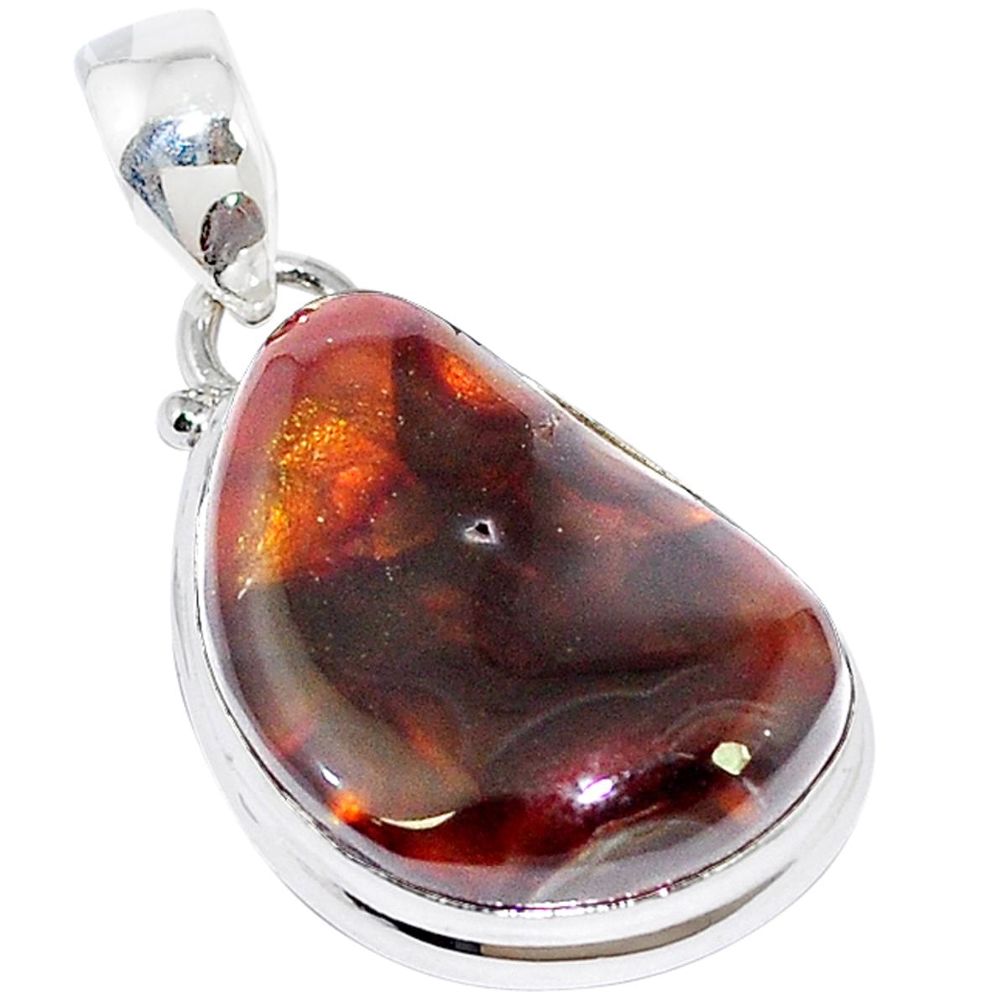 Natural multi color mexican fire agate 925 sterling silver pendant m7411