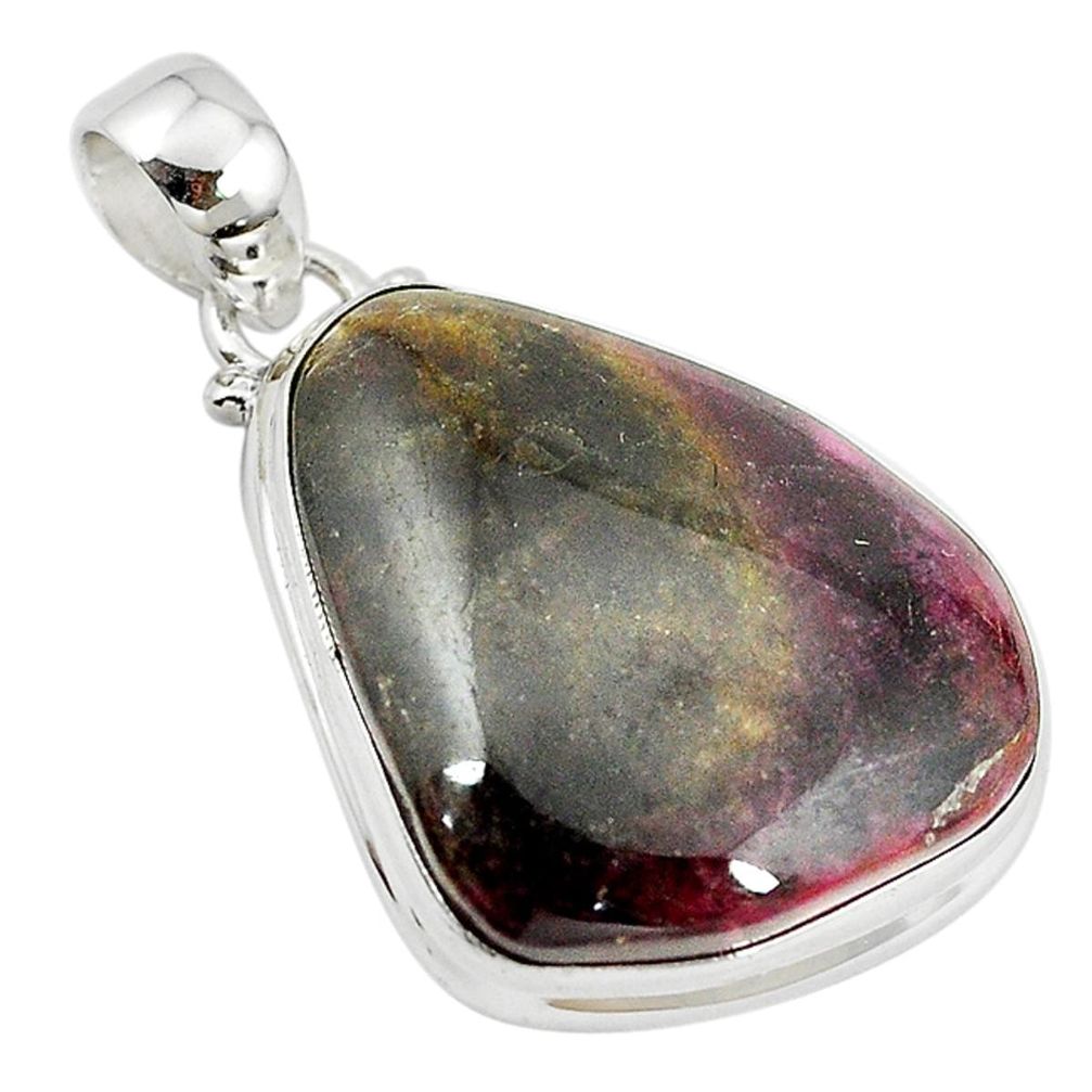 925 sterling silver natural pink bio tourmaline pendant jewelry m7453