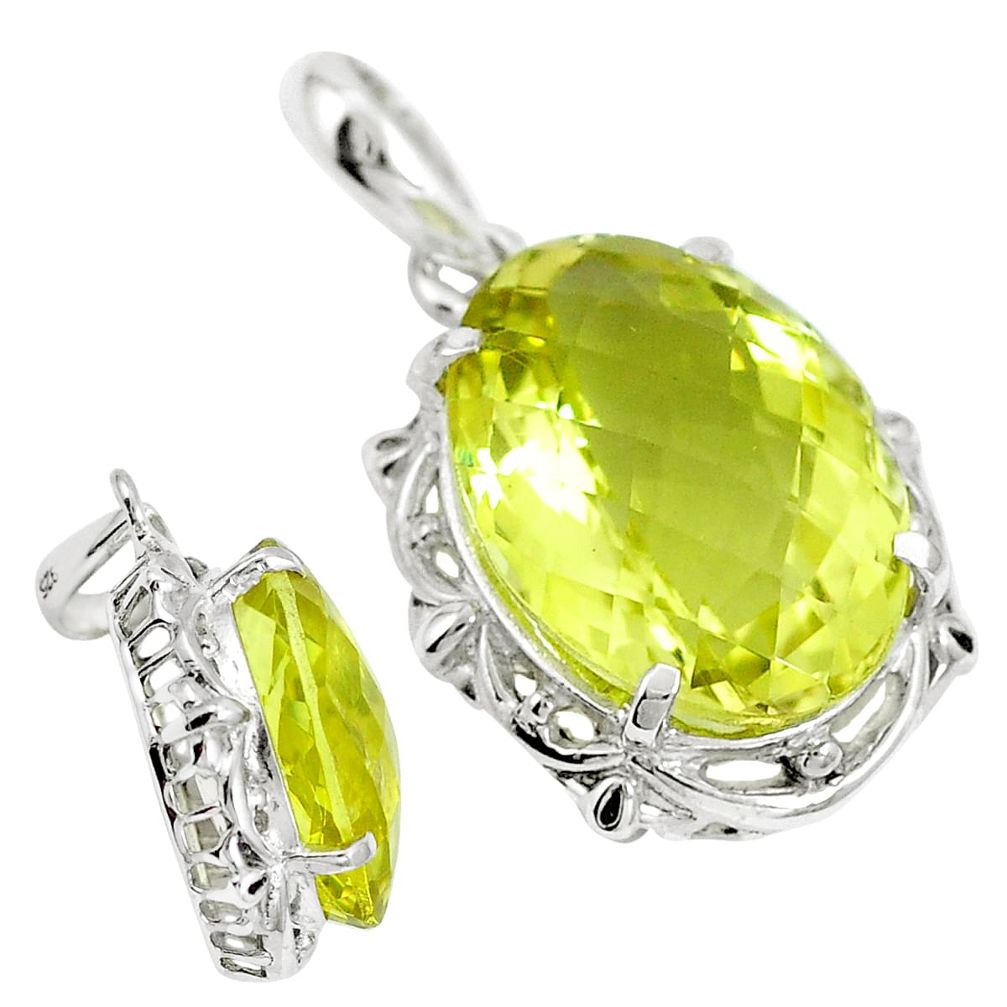 14.09cts natural lemon topaz 925 sterling silver pendant jewelry m74926
