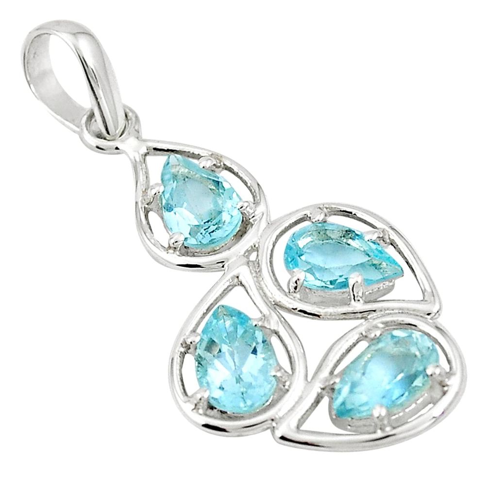 6.23cts natural blue topaz 925 sterling silver pendant jewelry m74942