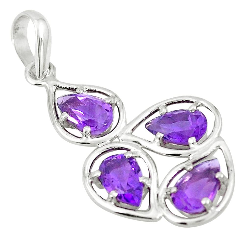 5.74cts natural purple amethyst 925 sterling silver pendant jewelry m74951