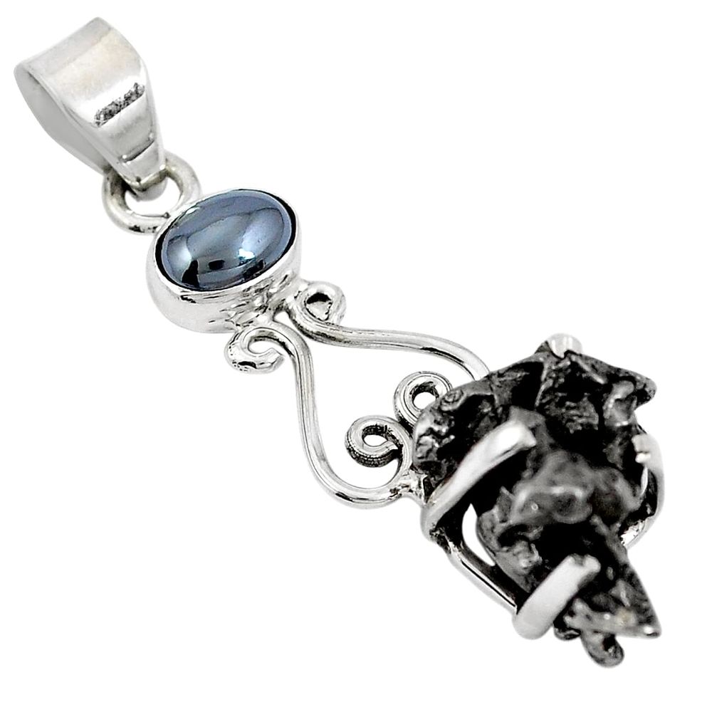 925 silver natural grey meteorite gibeon hematite pendant jewelry m75024