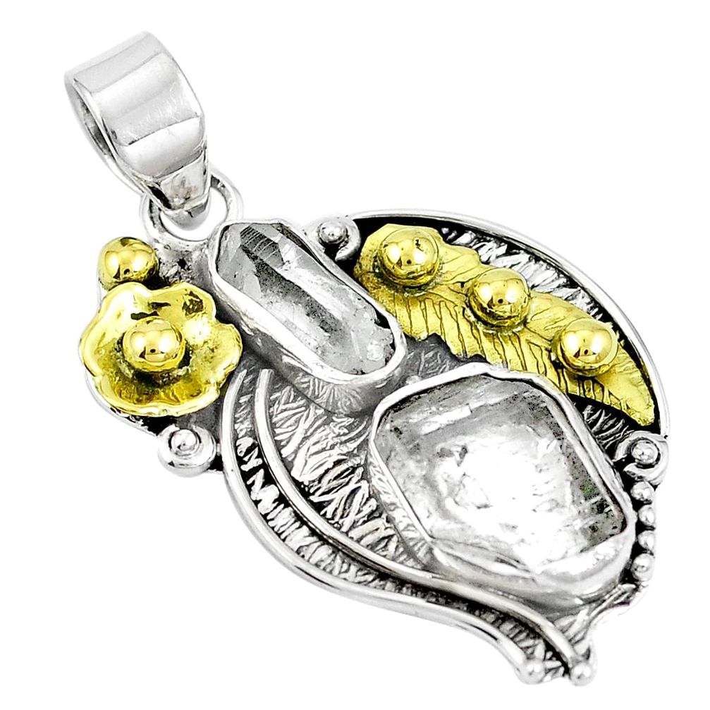 Victorian natural white herkimer diamond 925 silver pendant m75143