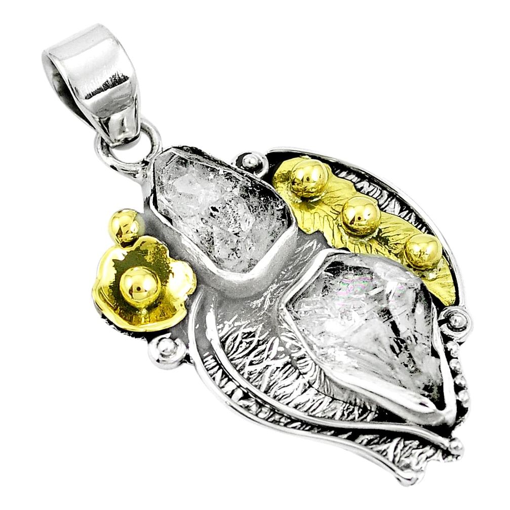 Victorian natural white herkimer diamond 925 sterling silver pendant m75145