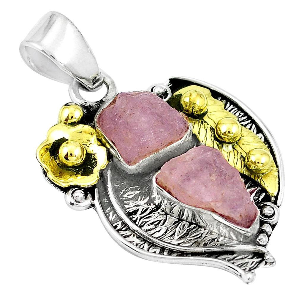 Victorian natural pink morganite rough 925 silver pendant m75146
