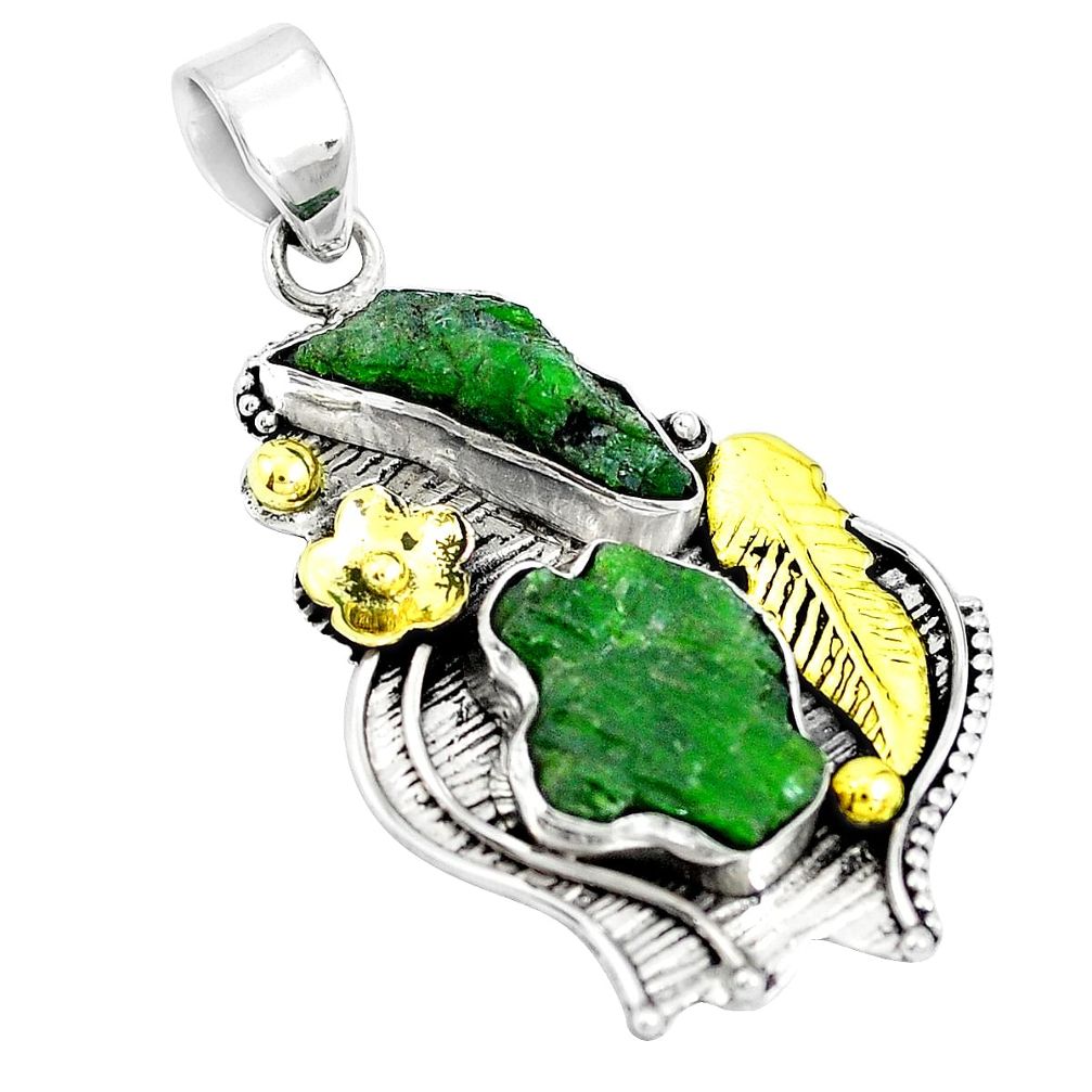 Victorian green chrome diopside rough 925 silver pendant jewelry m75155