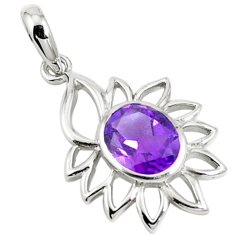 Natural purple amethyst 925 sterling silver pendant jewelry m75244