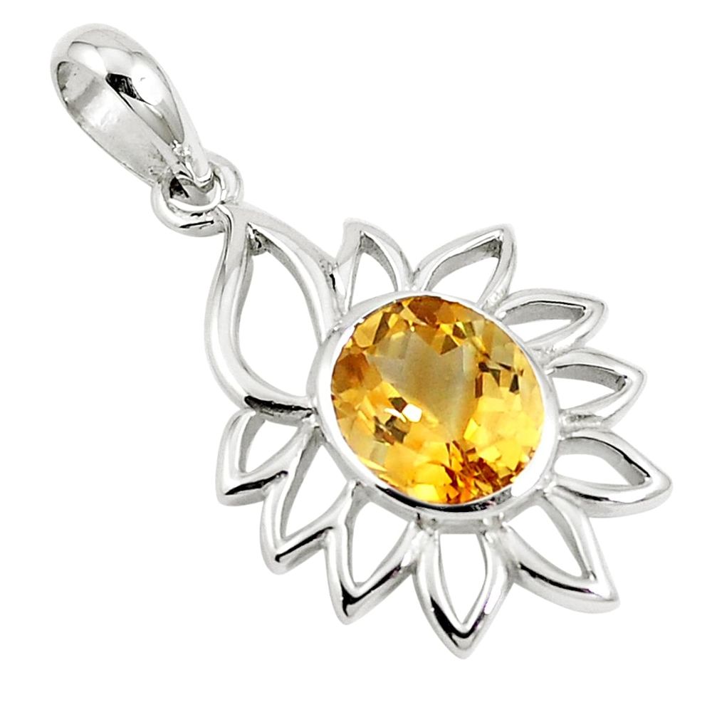 925 sterling silver natural yellow citrine oval pendant jewelry m75248