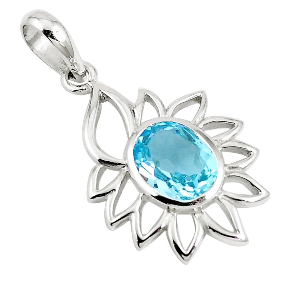 Natural blue topaz 925 sterling silver pendant jewelry m75260