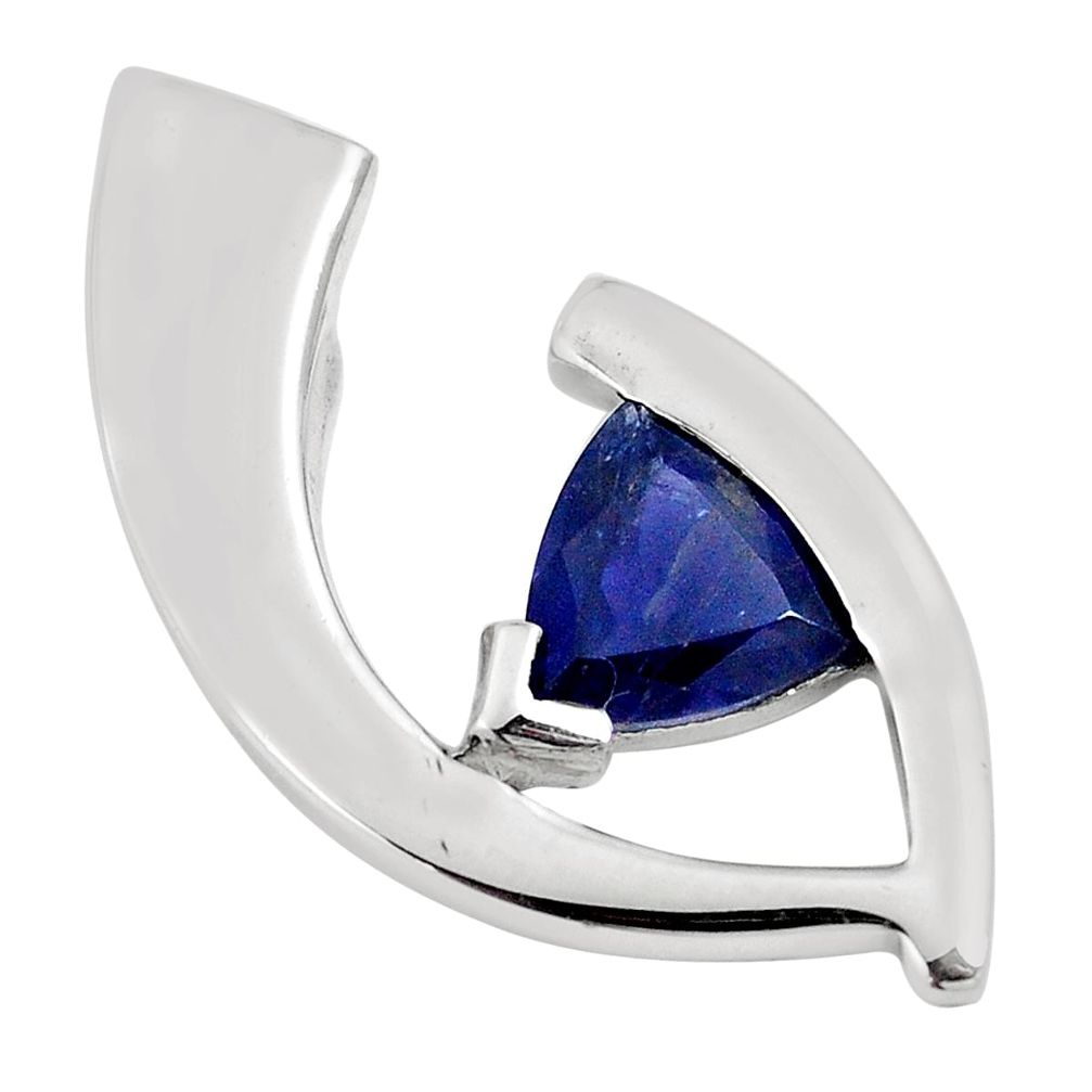 925 sterling silver natural blue iolite trillion shape pendant jewelry m75294