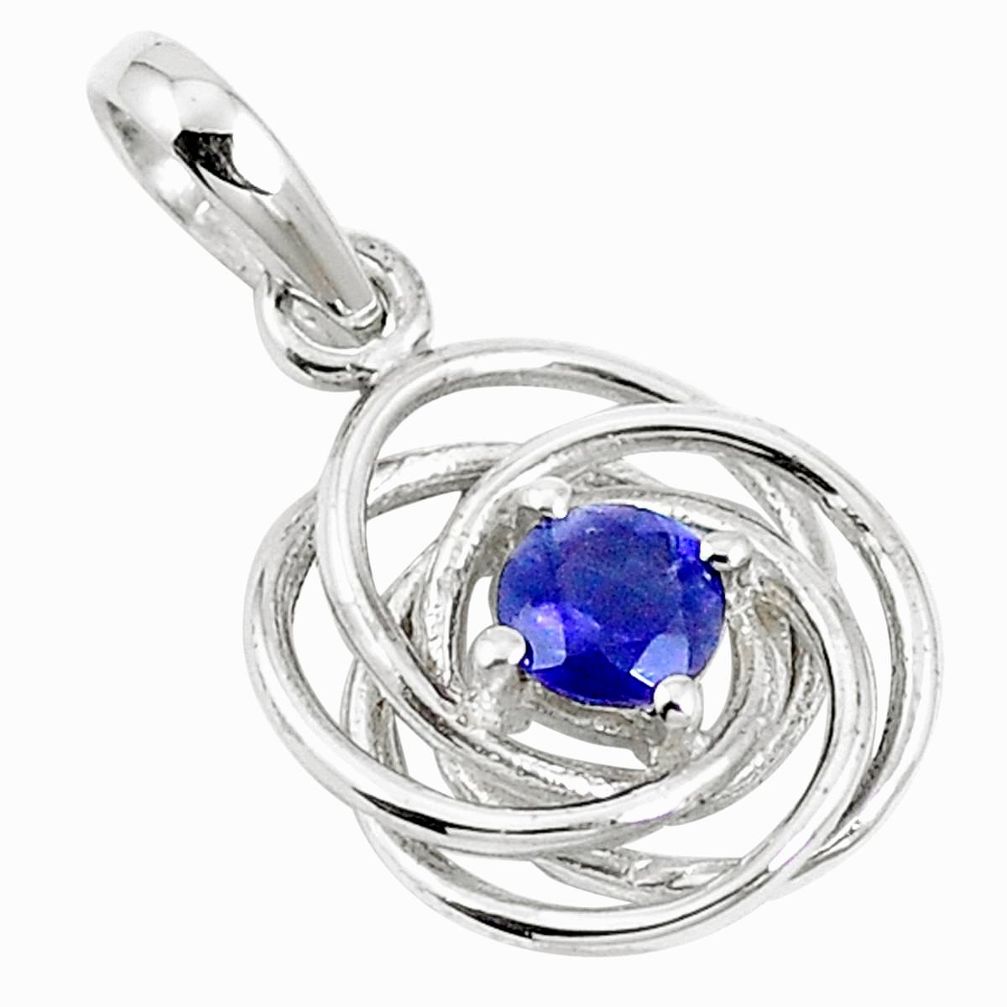 Natural blue iolite 925 sterling silver pendant jewelry m75335