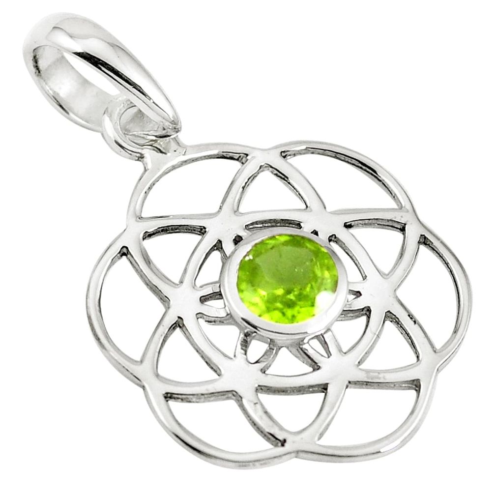 925 sterling silver natural green peridot round pendant jewelry m75364