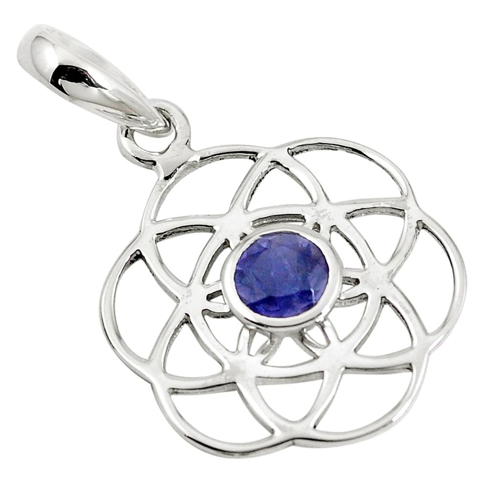 Natural blue iolite 925 sterling silver pendant jewelry m75377
