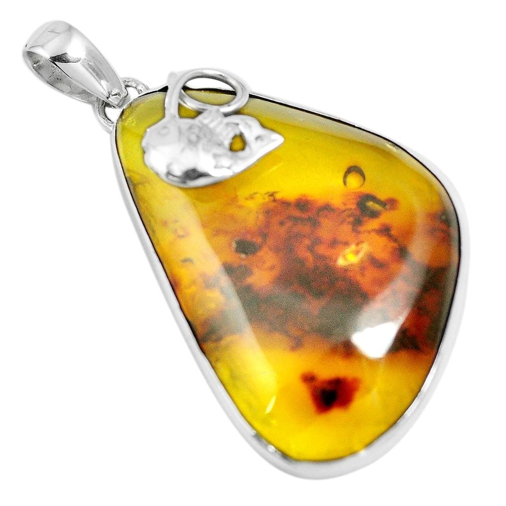 925 silver natural green amber from colombia fish pendant jewelry m75604