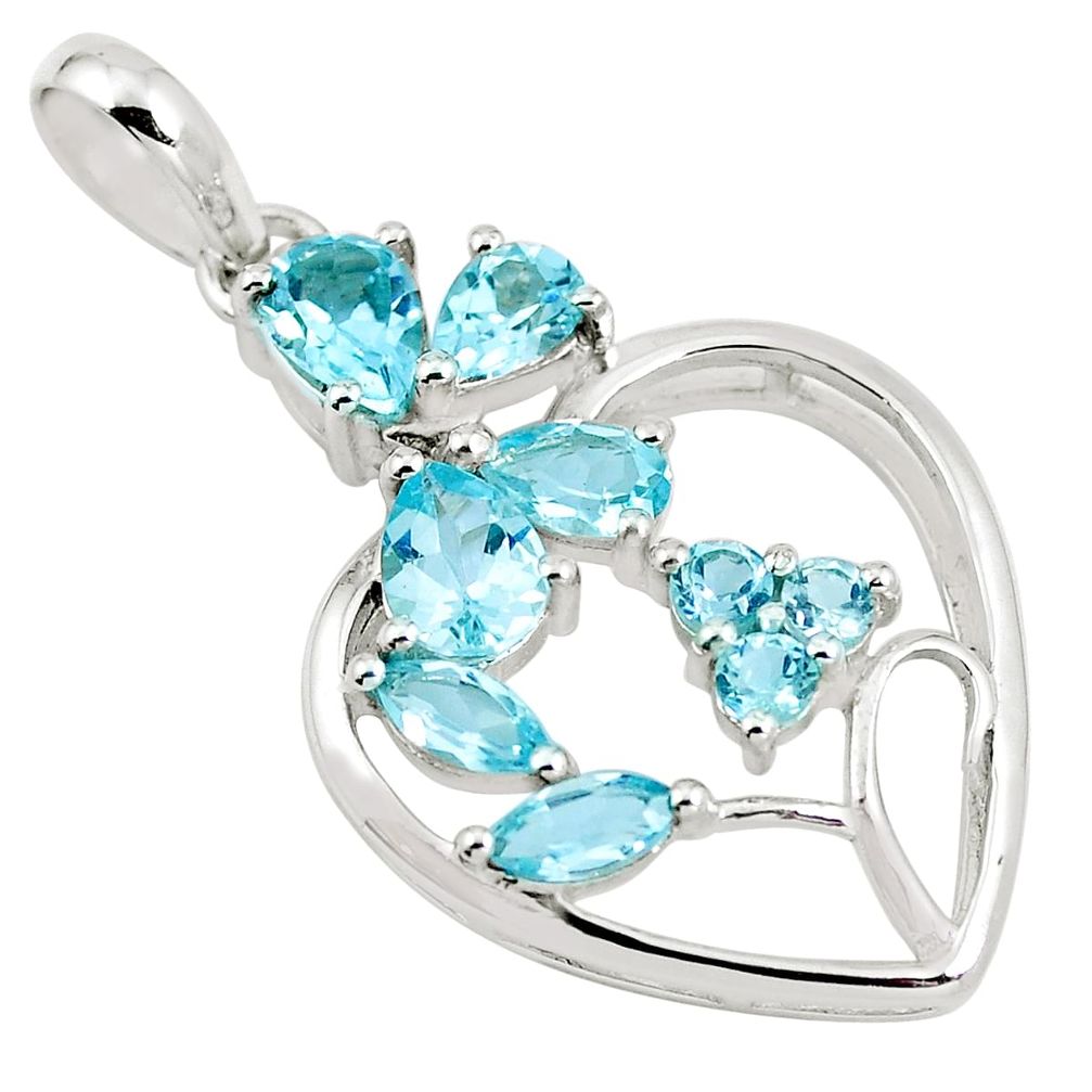 Natural blue topaz 925 sterling silver pendant jewelry m75849