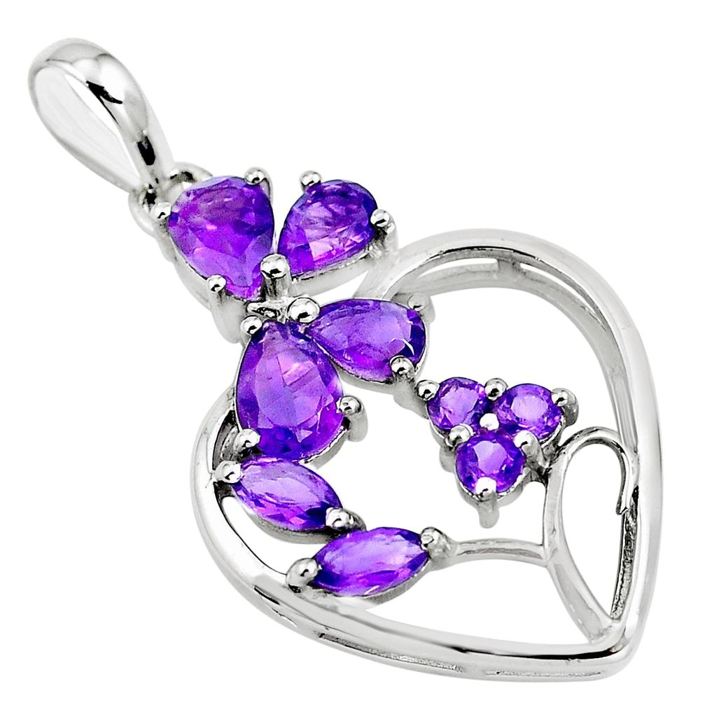 Natural purple amethyst 925 sterling silver pendant jewelry m75854