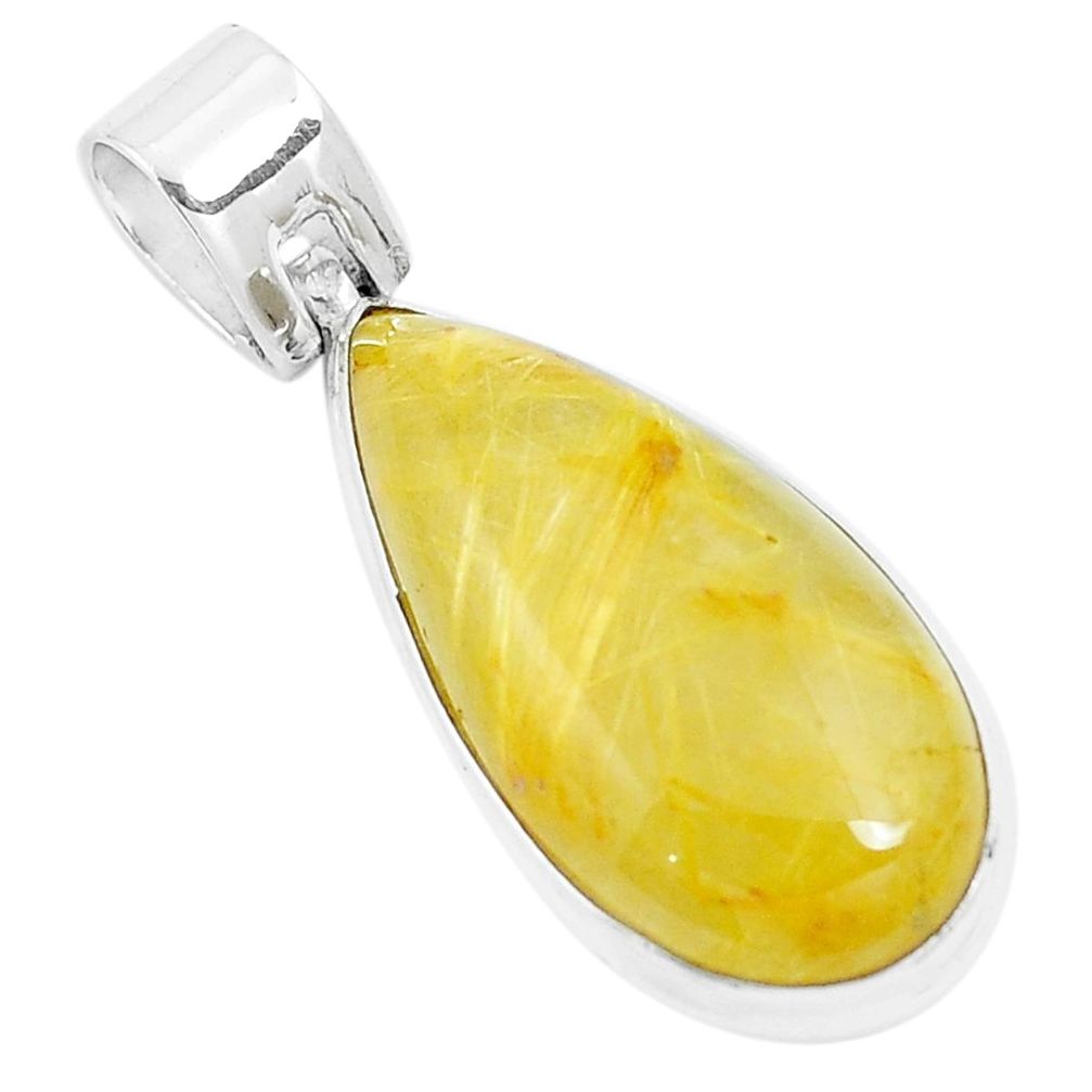 Natural golden tourmaline rutile 925 sterling silver pendant m76006