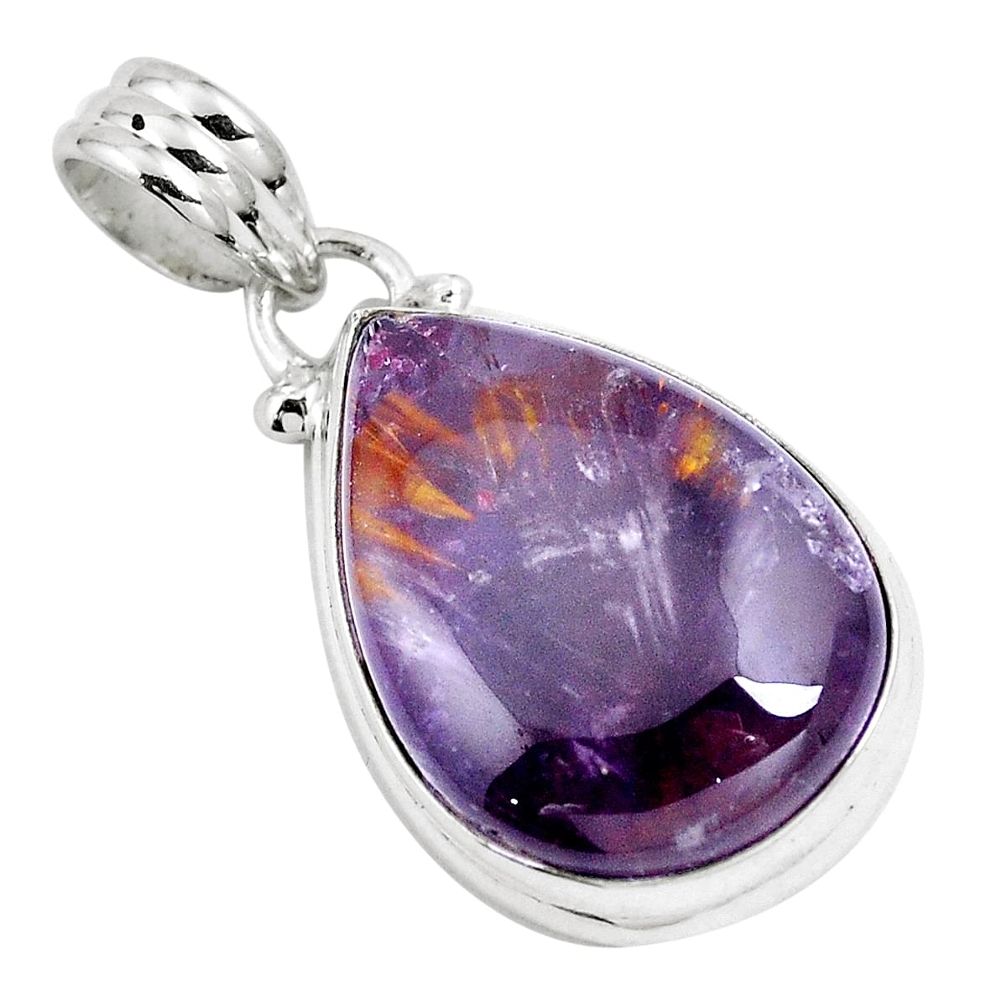 Natural purple cacoxenite super seven (melody stone) 925 silver pendant m76128