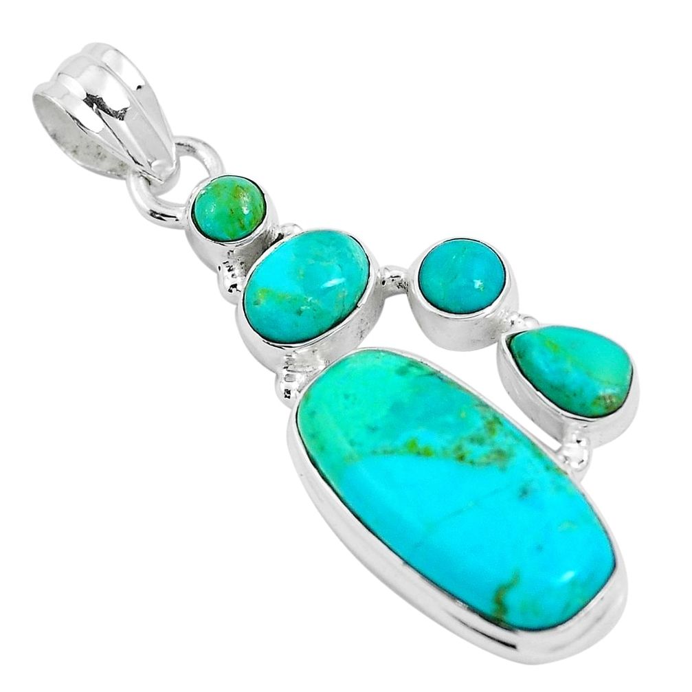 925 sterling silver green arizona mohave turquoise pendant m76184
