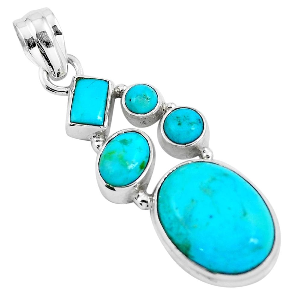 Green arizona mohave turquoise 925 sterling silver pendant m76186