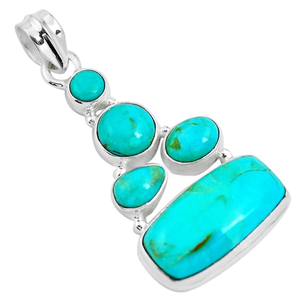 Green arizona mohave turquoise 925 sterling silver pendant m76189