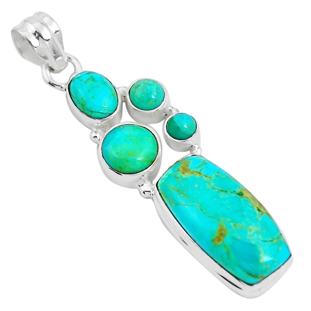 Green arizona mohave turquoise 925 sterling silver pendant m76196