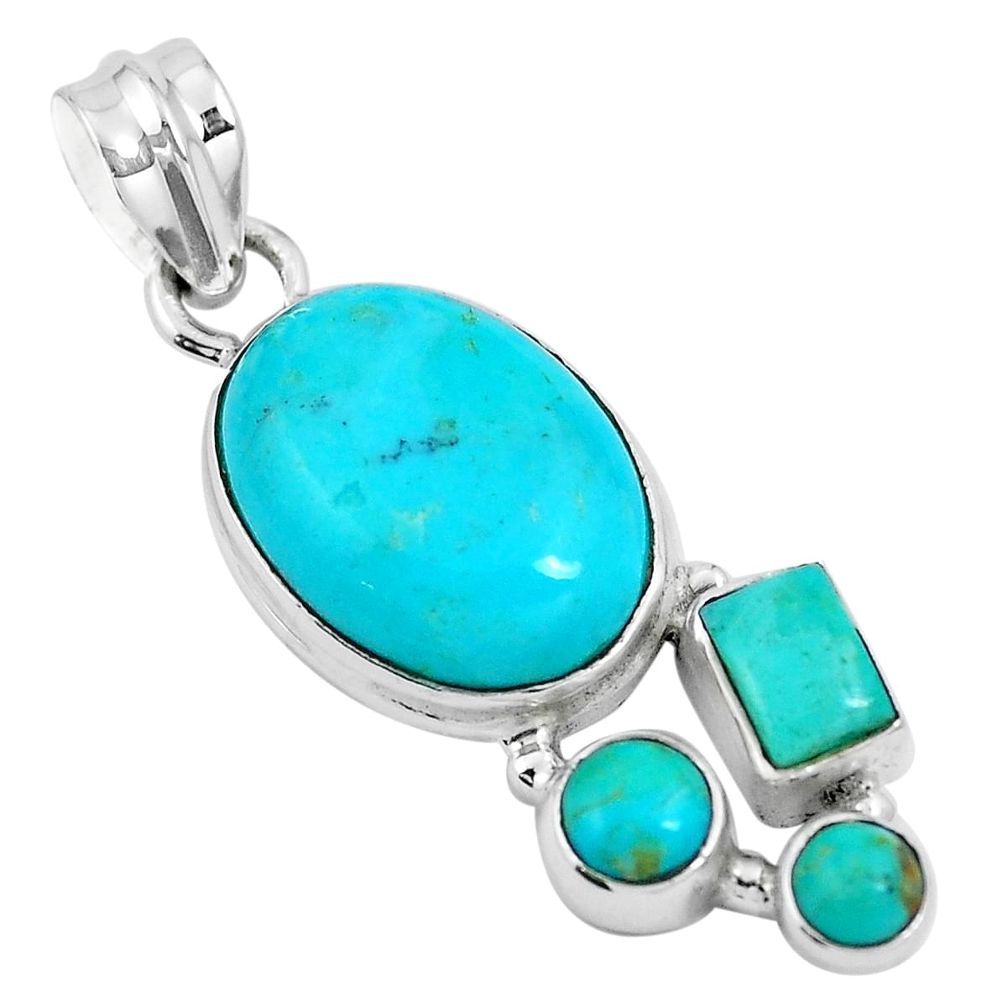 Green arizona mohave turquoise 925 sterling silver pendant m76197