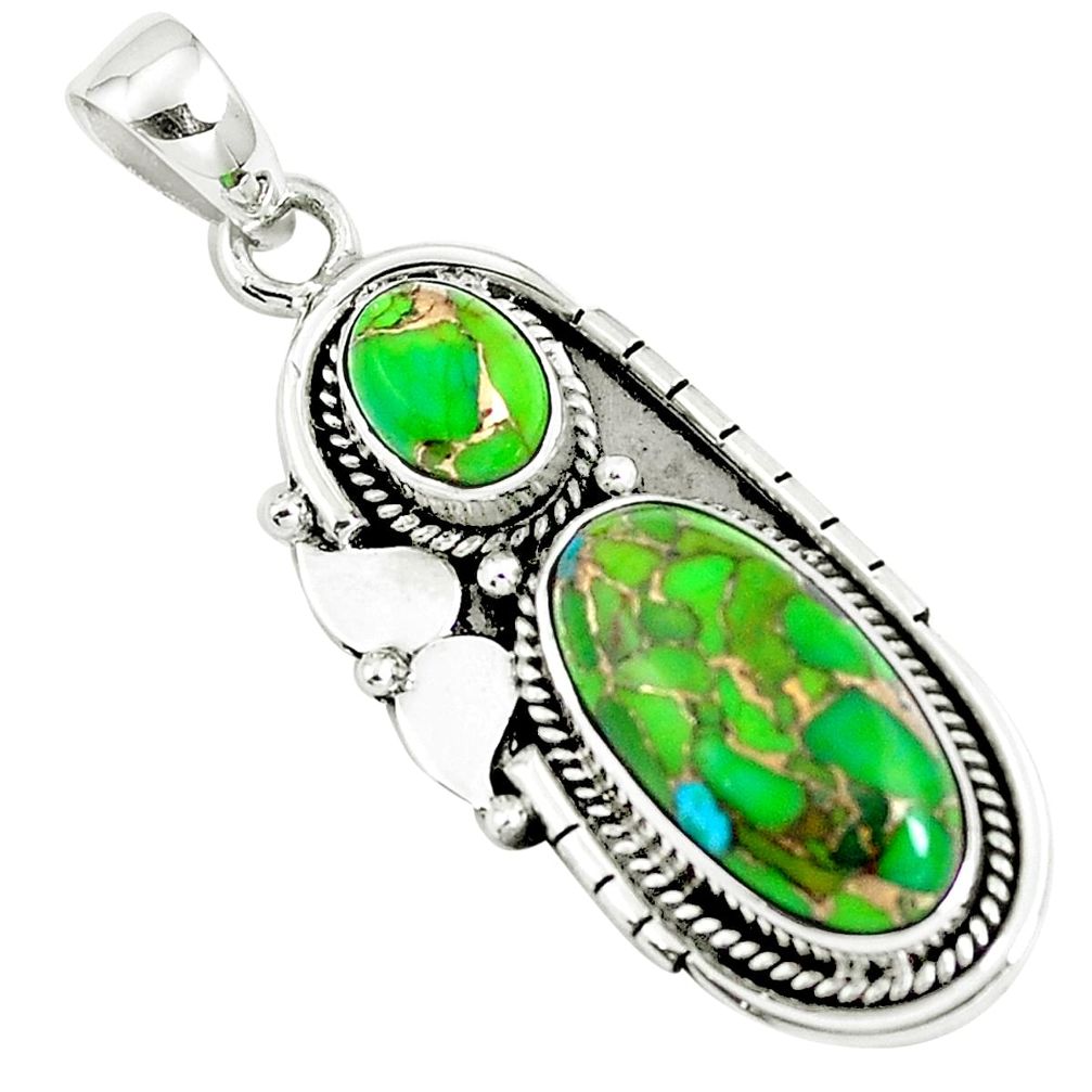 Green copper turquoise 925 sterling silver pendant jewelry m76371