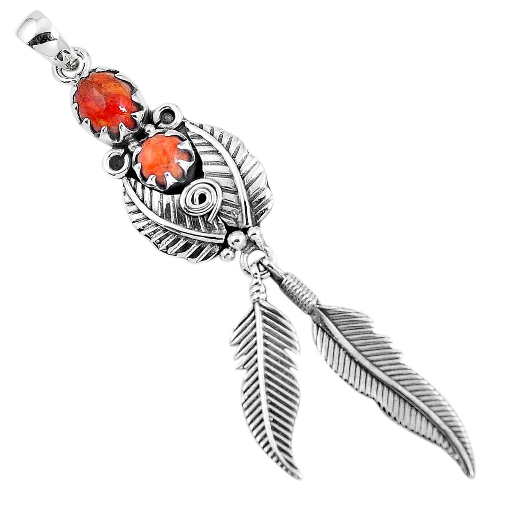 Red copper turquoise 925 sterling silver dreamcatcher pendant m76410