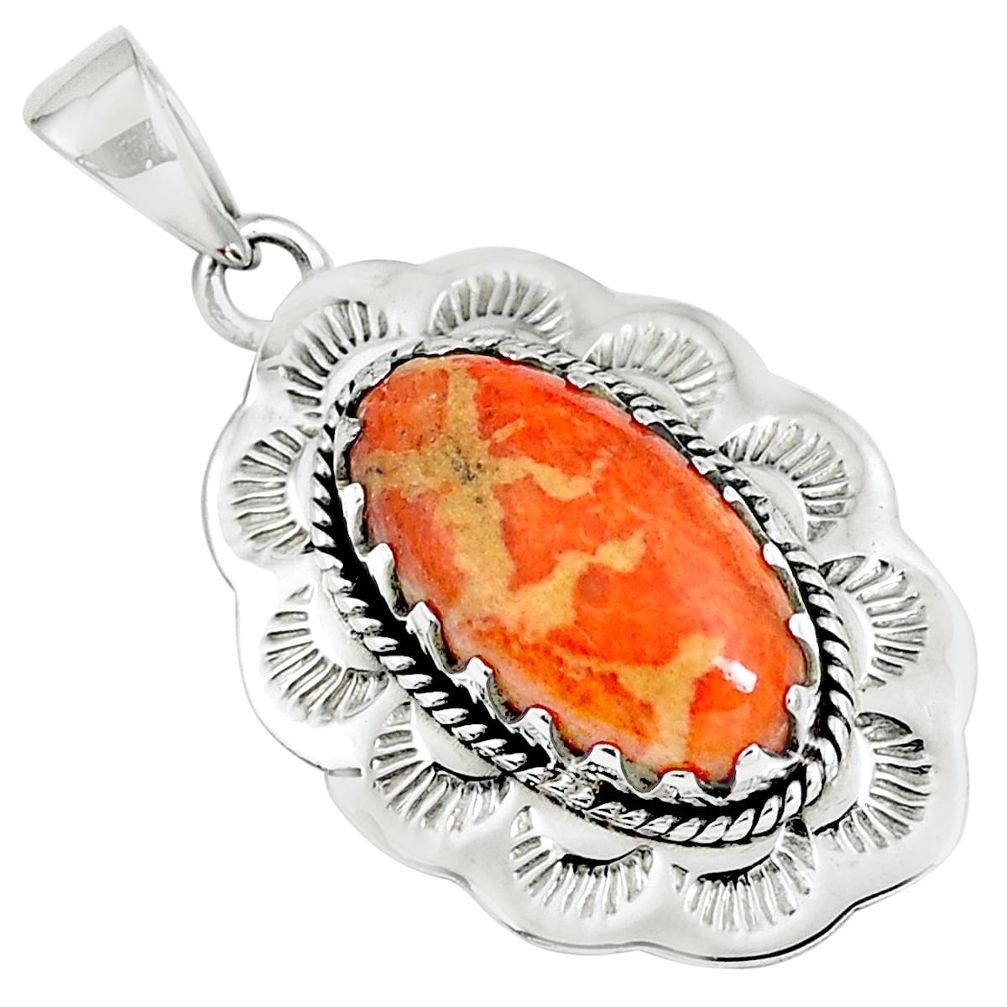 Red copper turquoise 925 sterling silver pendant jewelry m76488