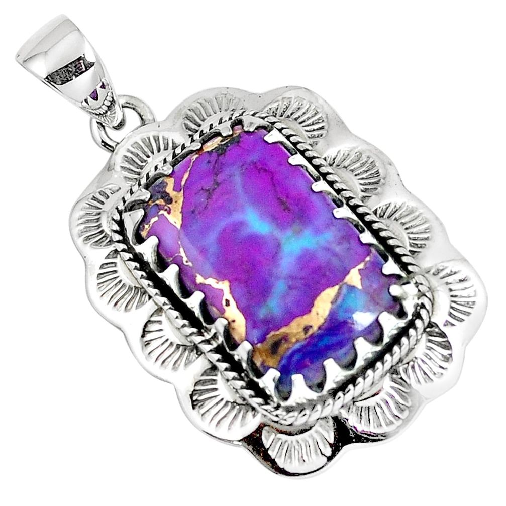 Purple copper turquoise 925 sterling silver pendant jewelry m76491