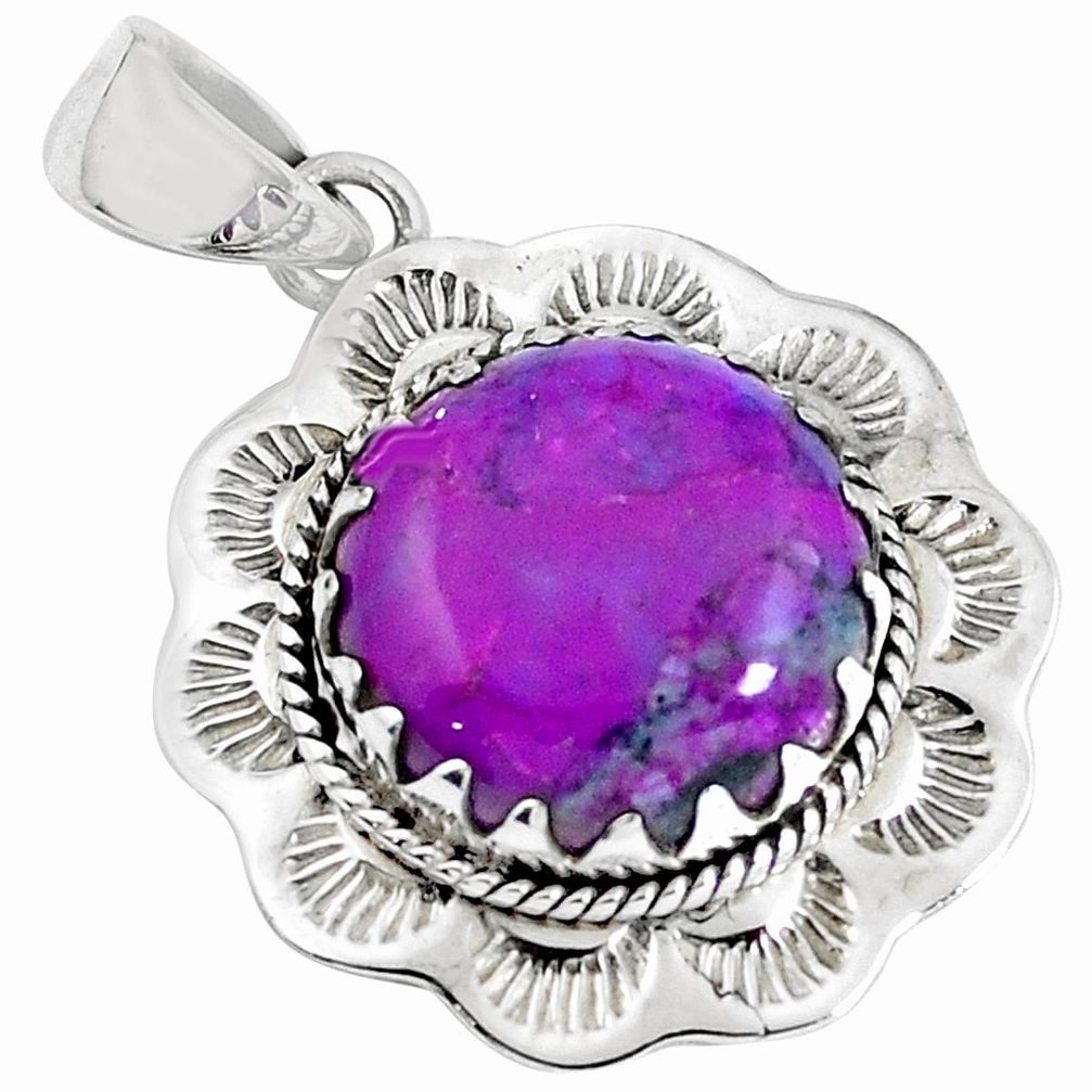 Purple copper turquoise 925 sterling silver pendant jewelry m76492