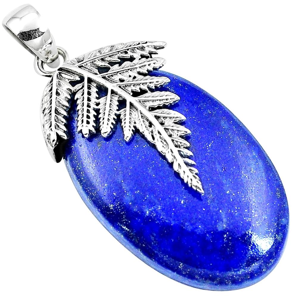 Natural blue lapis lazuli 925 silver deltoid leaf pendant jewelry m76685