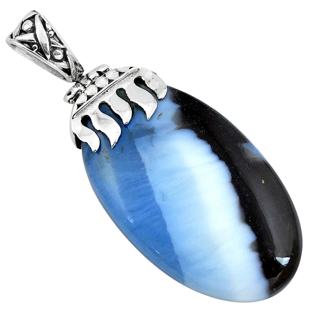 Natural blue owyhee opal 925 sterling silver pendant jewelry m76694