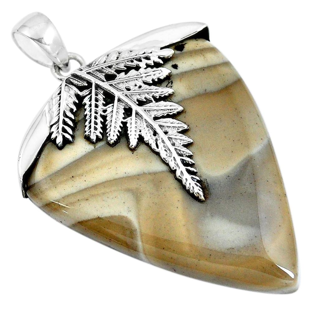 Natural grey striped flint ohio 925 sterling silver pendant jewelry m76763