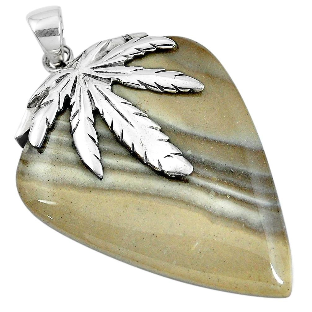 925 sterling silver natural grey striped flint ohio pendant jewelry m76764