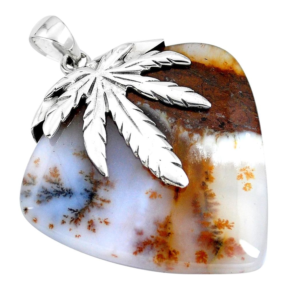 Natural scenic russian dendritic agate 925 silver pendant jewelry m76822