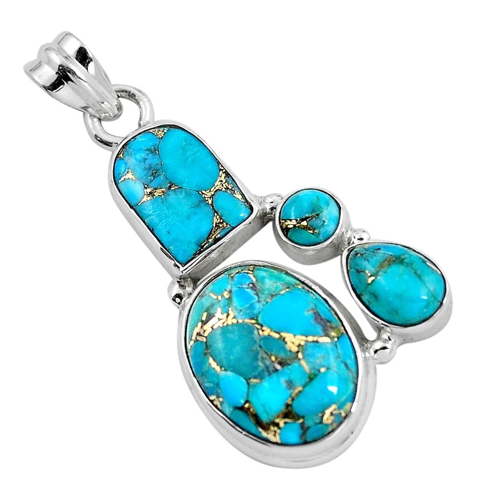 925 sterling silver blue copper turquoise pendant jewelry m77184