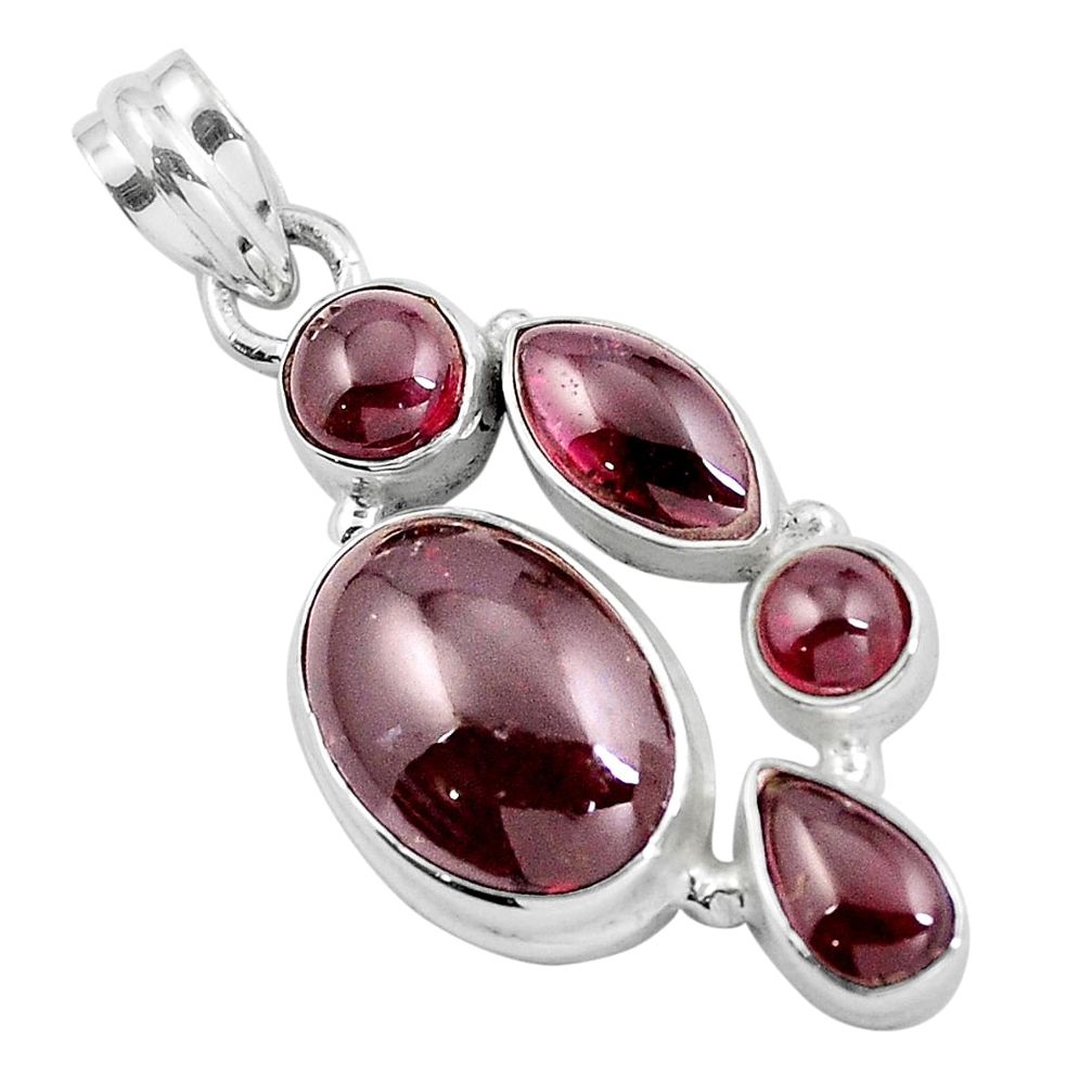 Natural red garnet 925 sterling silver pendant jewelry m77195