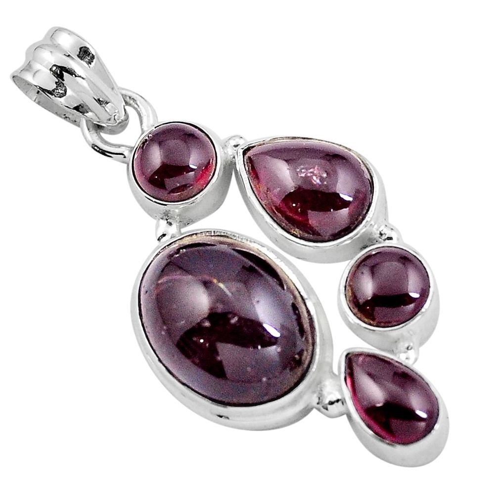 925 sterling silver natural red garnet oval pendant jewelry m77199